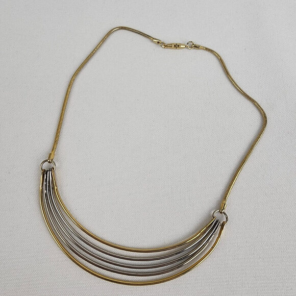 Vintage Multi Tone Layered Collar Necklace - Picture 2 of 6